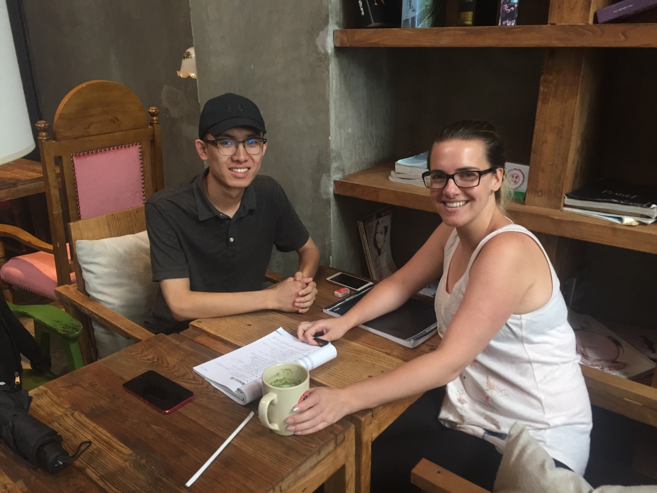 Teacher and student having Chinese class in Chengde