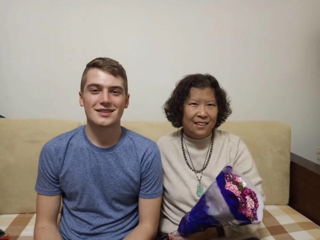 Noah with his homestay mum