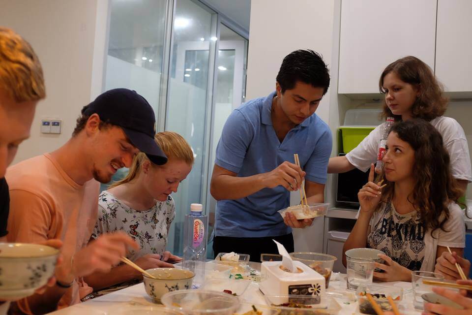 Students enjoying the lunch club at LTL Shanghai